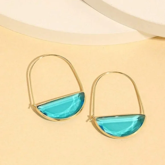 💎 Gemstone Hoop Earrings 💎 - Picture 4 of 6